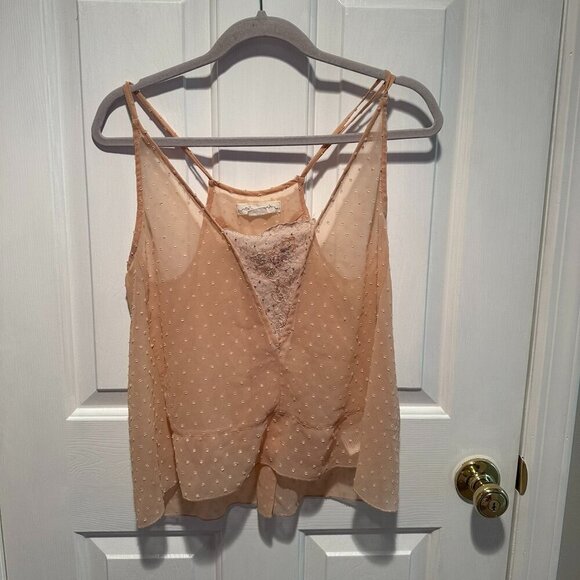 Urban Outfitters Light Pink Top with Lace Front - Size Medium - Picture 1 of 3